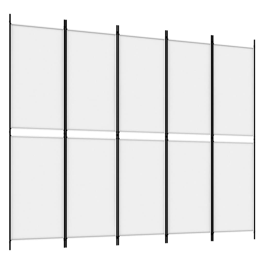 5-Panel Room Divider White 98.4"x78.7" Fabric at Set Shop and Smile