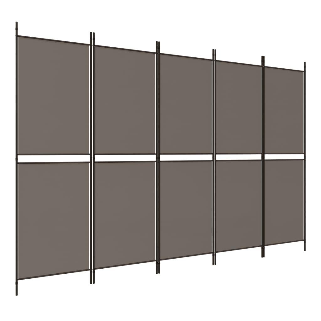 5-Panel Room Divider Anthracite 98.4"x78.7" Fabric at Set Shop and Smile