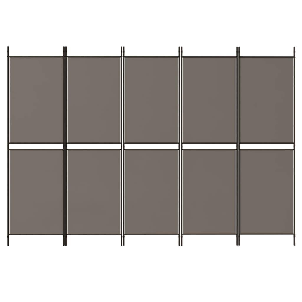 5-Panel Room Divider Anthracite 98.4"x78.7" Fabric at Set Shop and Smile