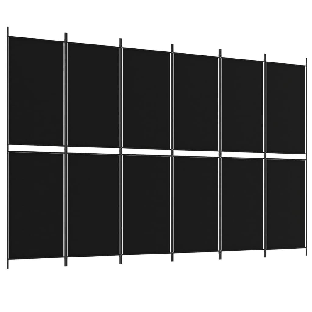 6-Panel Room Divider Black 118.1"x78.7" Fabric at Set Shop and Smile