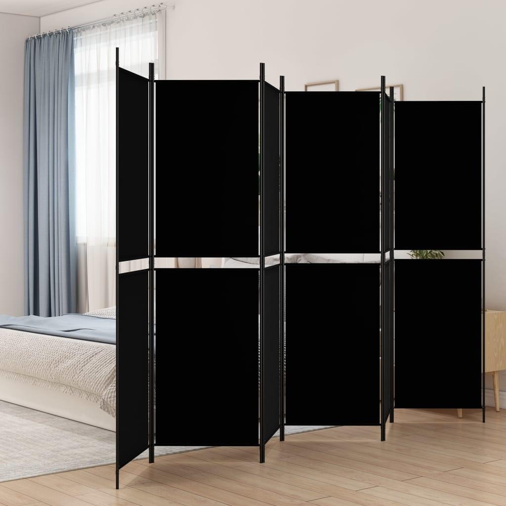 6-Panel Room Divider Black 118.1"x78.7" Fabric at Set Shop and Smile