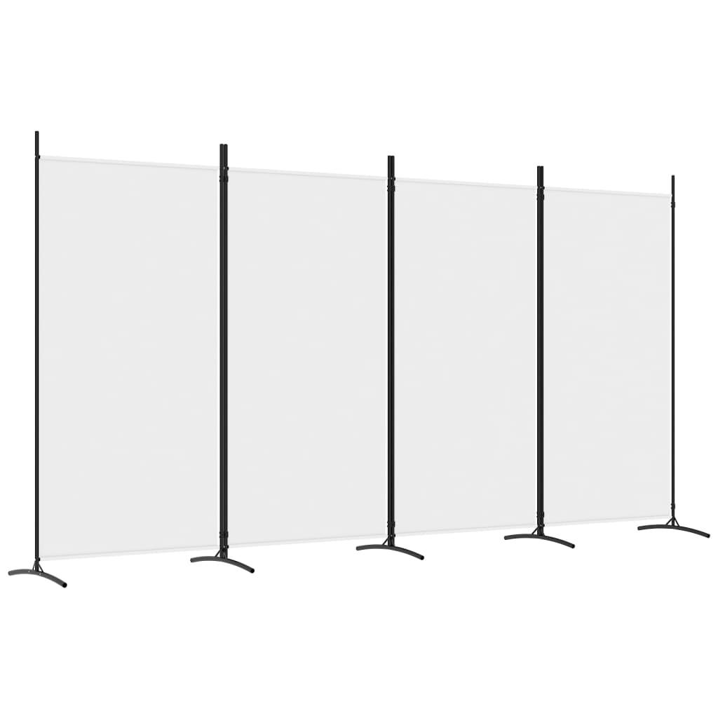 4-Panel Room Divider White 136.2"x70.9" Fabric at Set Shop and Smile