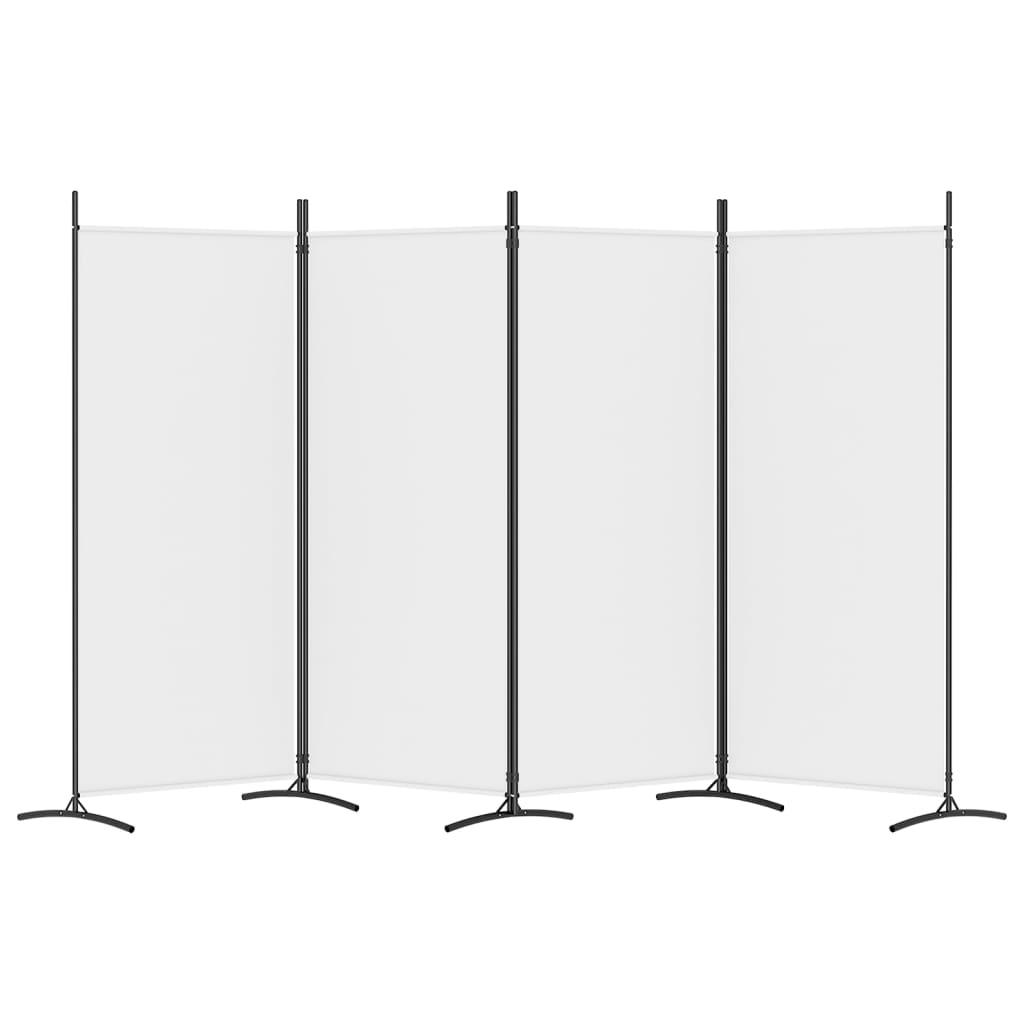 4-Panel Room Divider White 136.2"x70.9" Fabric at Set Shop and Smile