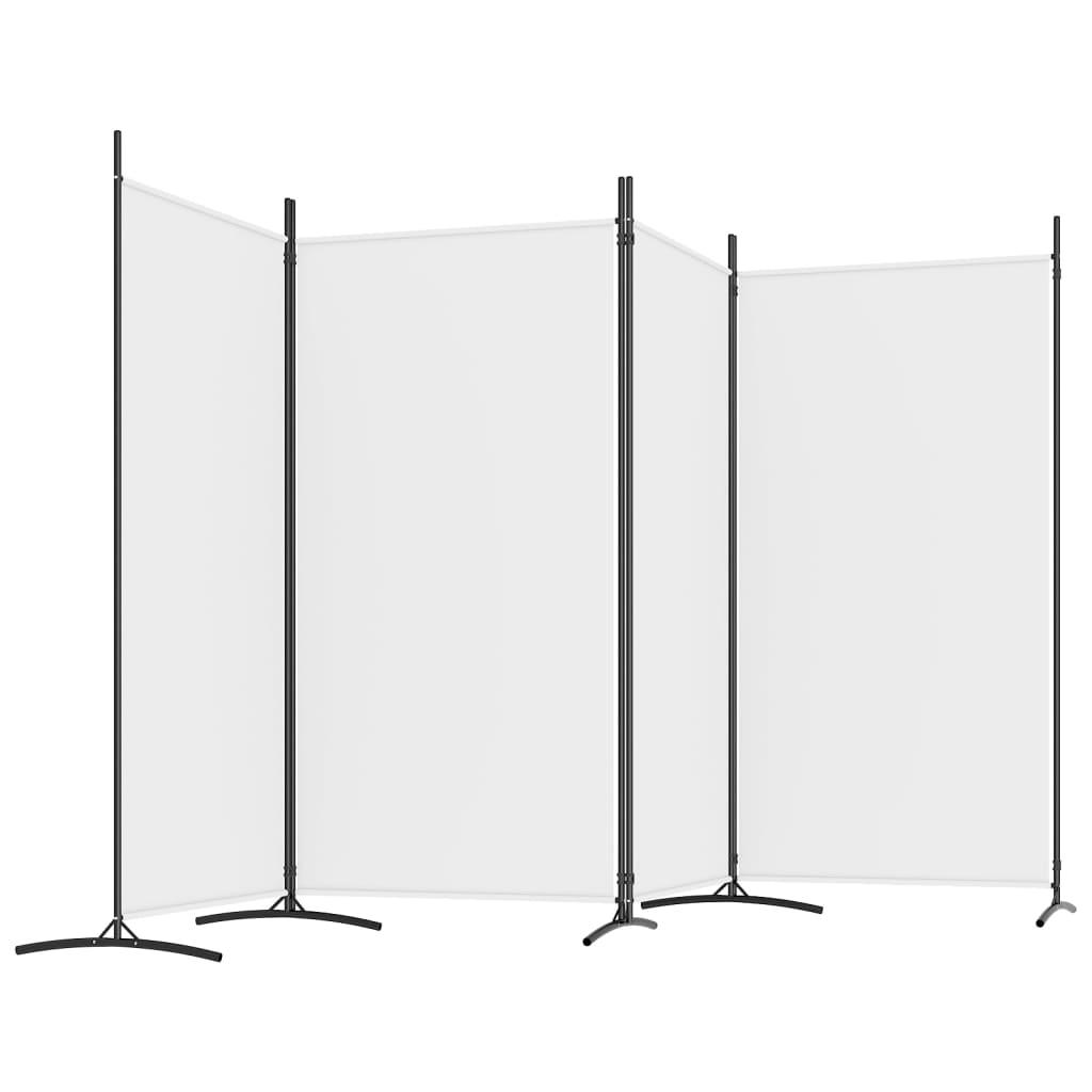 4-Panel Room Divider White 136.2"x70.9" Fabric at Set Shop and Smile