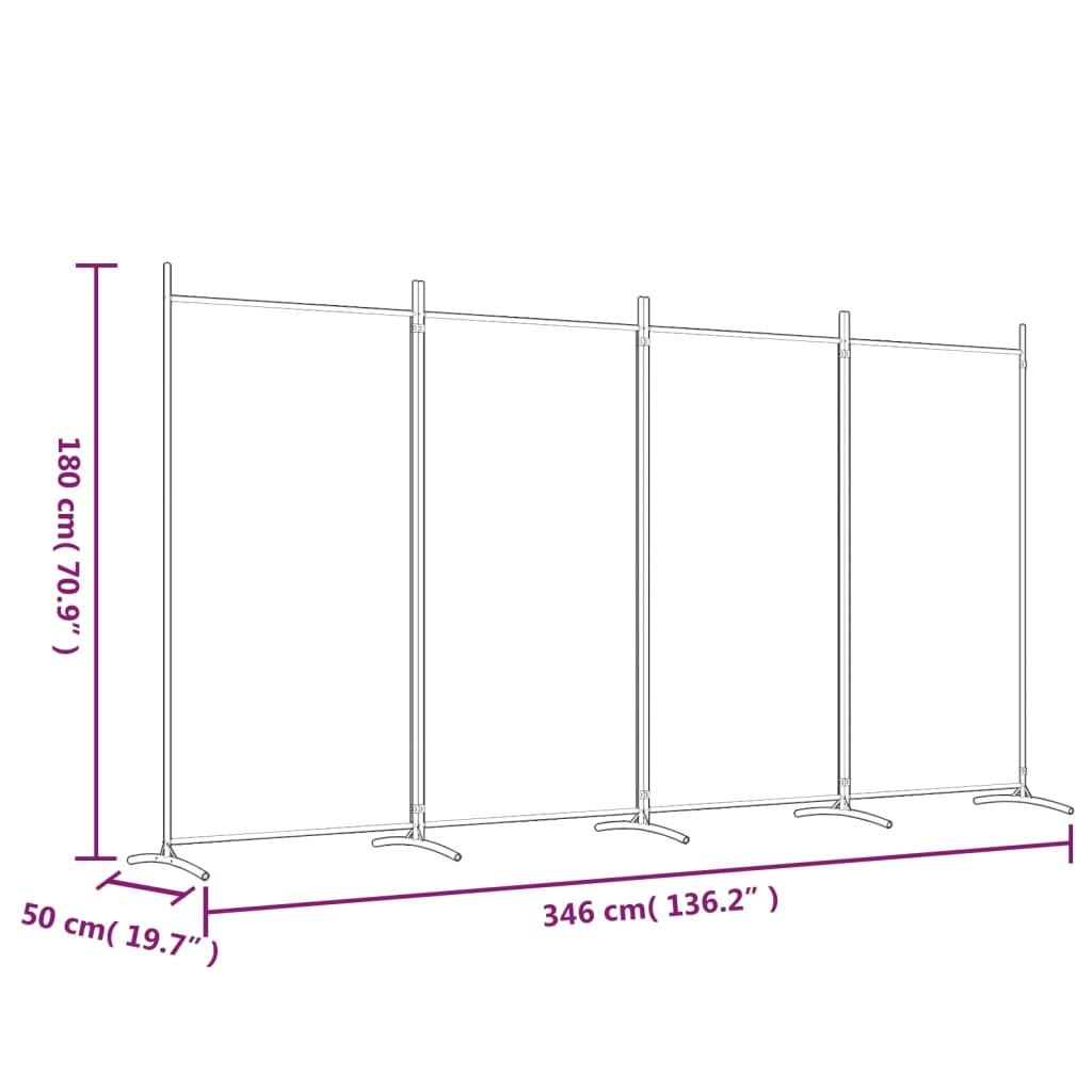 4-Panel Room Divider White 136.2"x70.9" Fabric at Set Shop and Smile