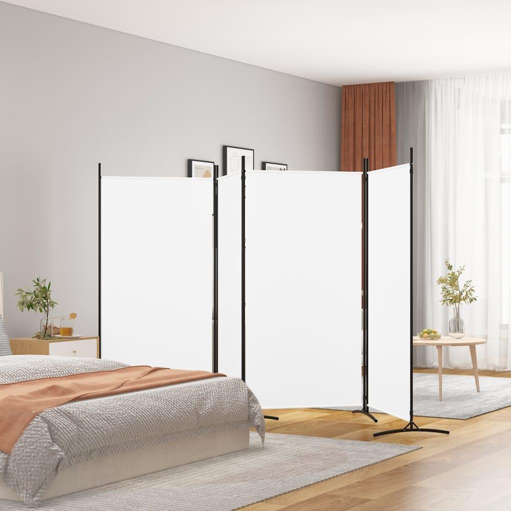 4-Panel Room Divider White 136.2"x70.9" Fabric at Set Shop and Smile