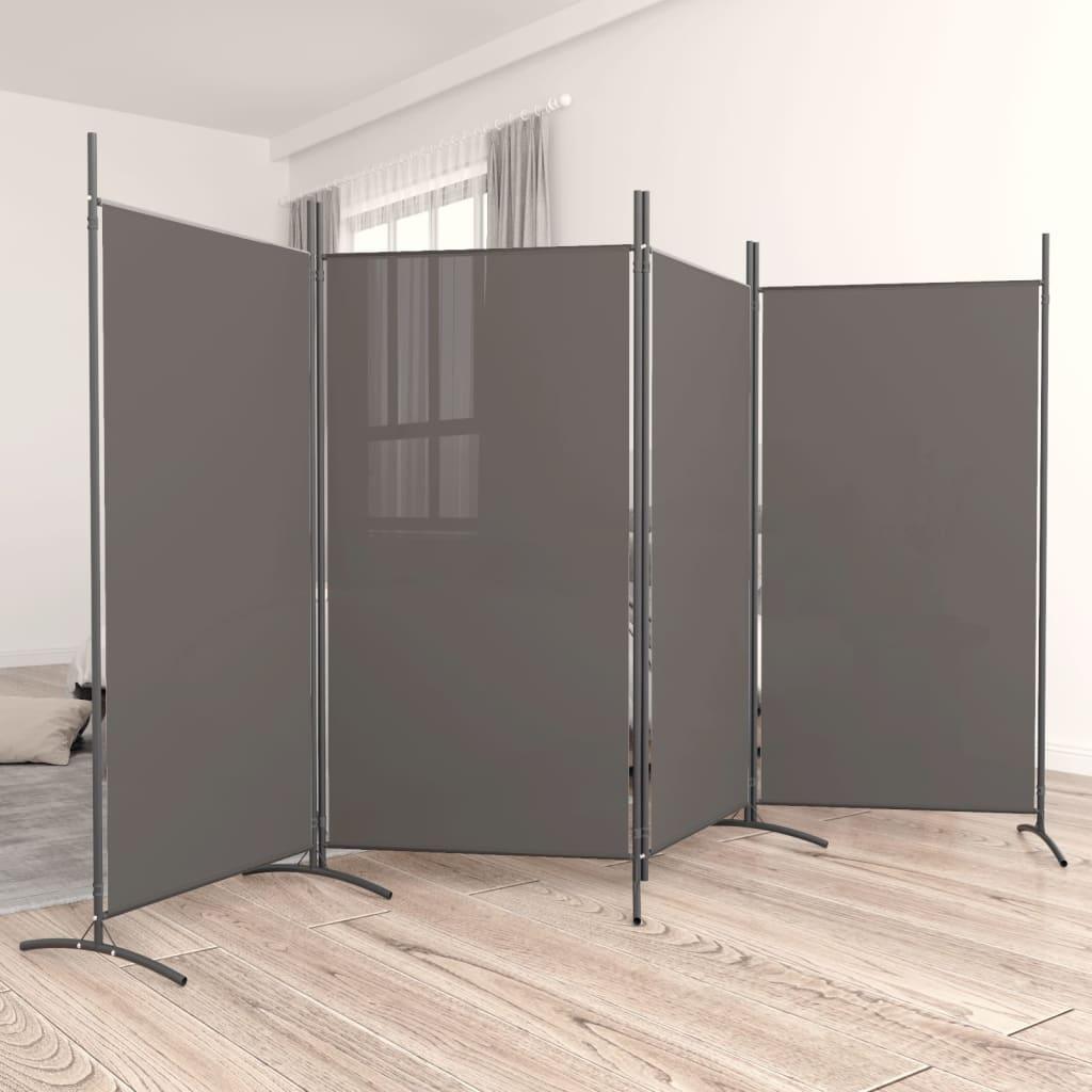 4-Panel Room Divider Anthracite 136.2"x70.9" Fabric at Set Shop and Smile