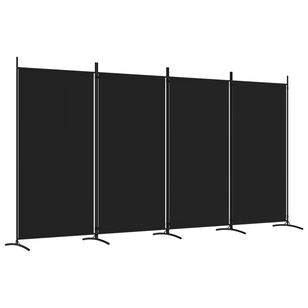 4-Panel Room Divider Black 136.2"x70.9" Fabric at Set Shop and Smile