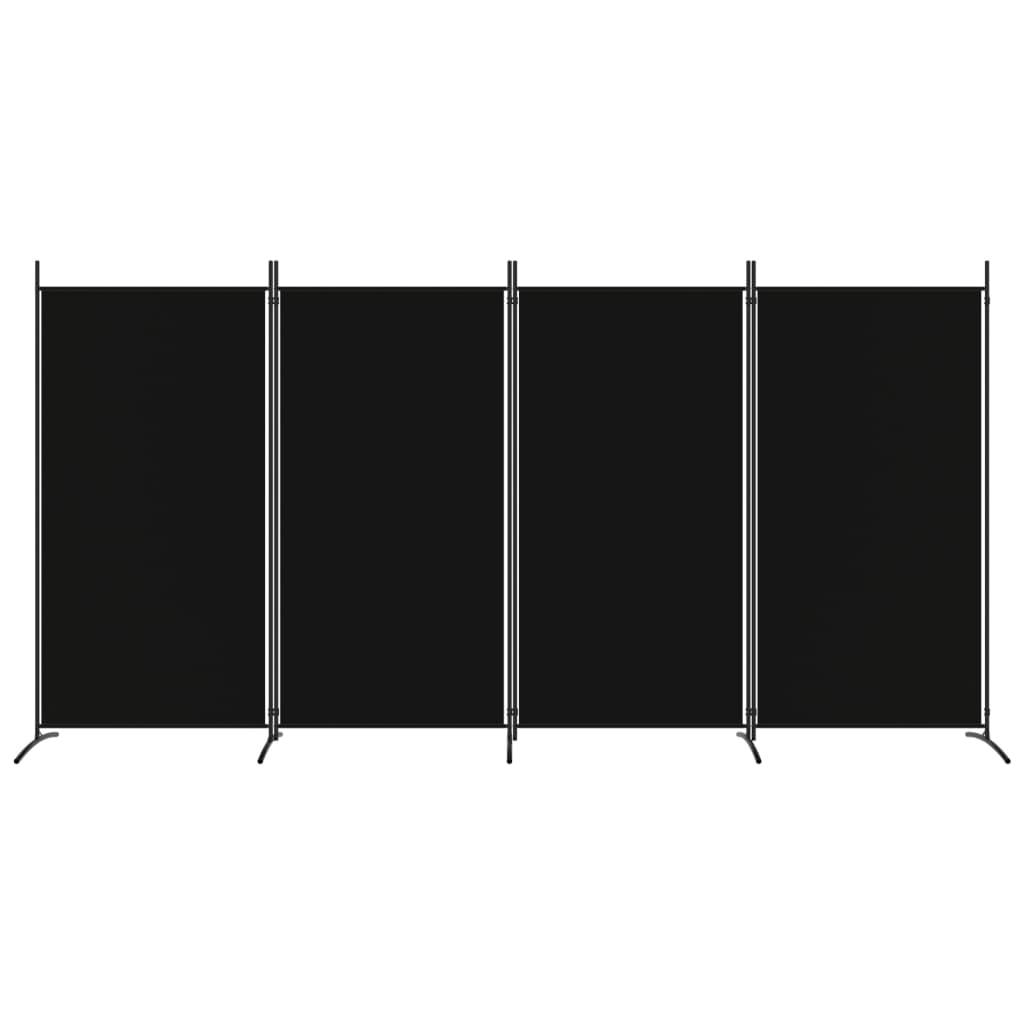 4-Panel Room Divider Black 136.2"x70.9" Fabric at Set Shop and Smile