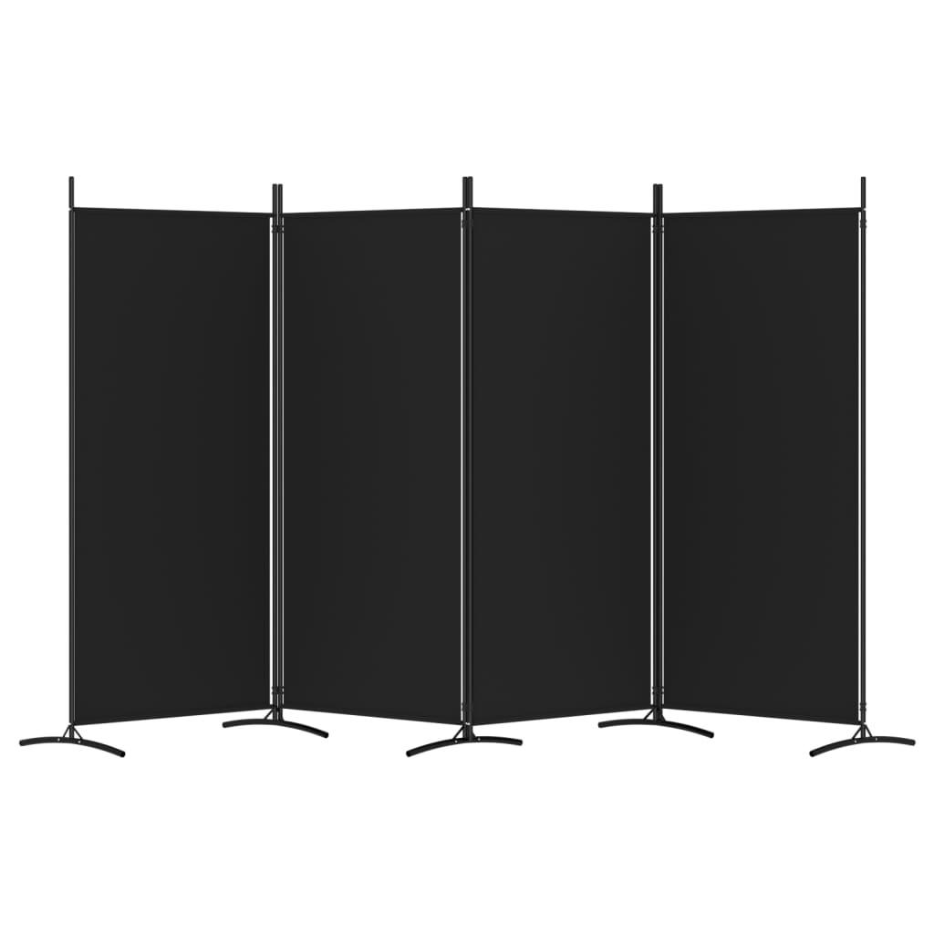 4-Panel Room Divider Black 136.2"x70.9" Fabric at Set Shop and Smile