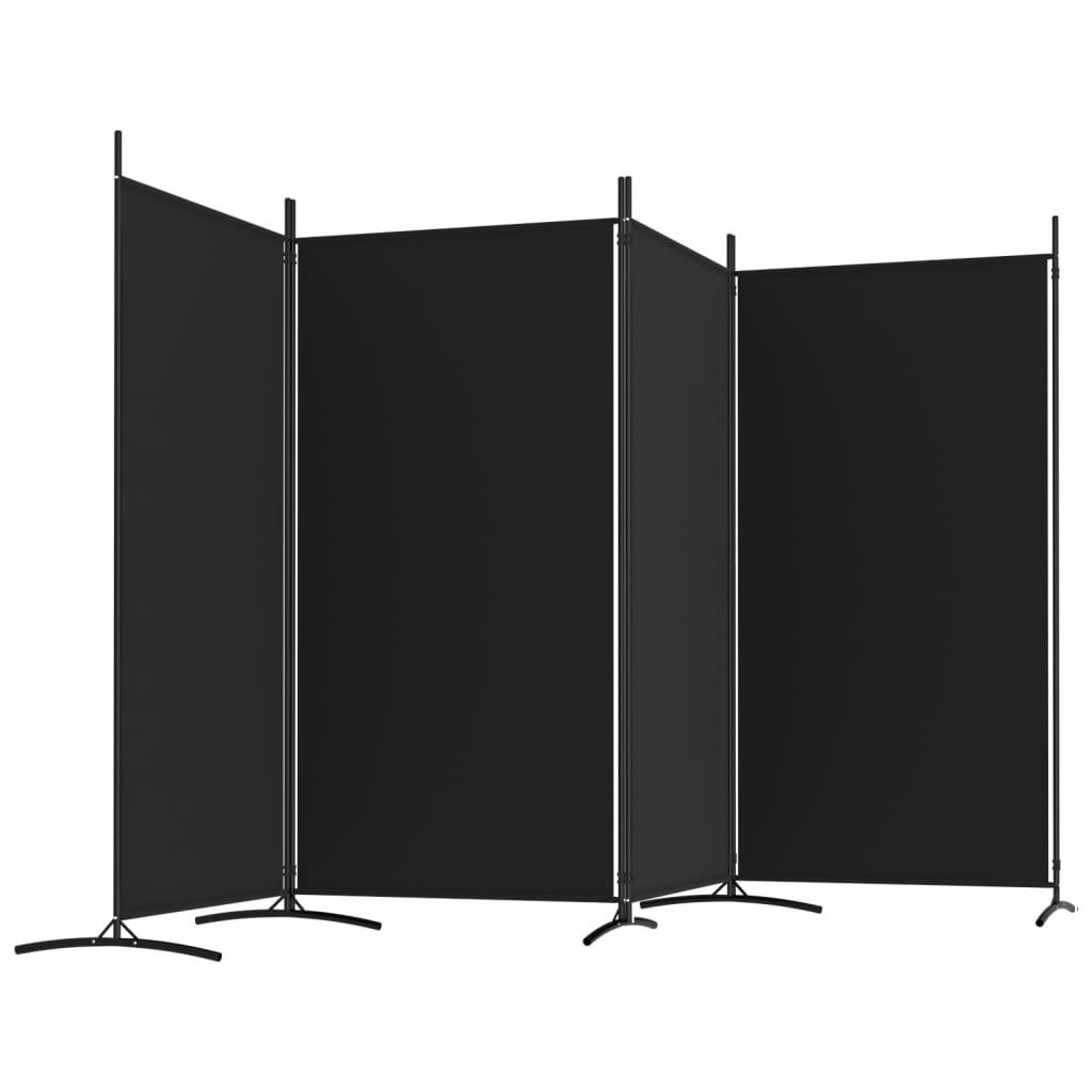 4-Panel Room Divider Black 136.2"x70.9" Fabric at Set Shop and Smile