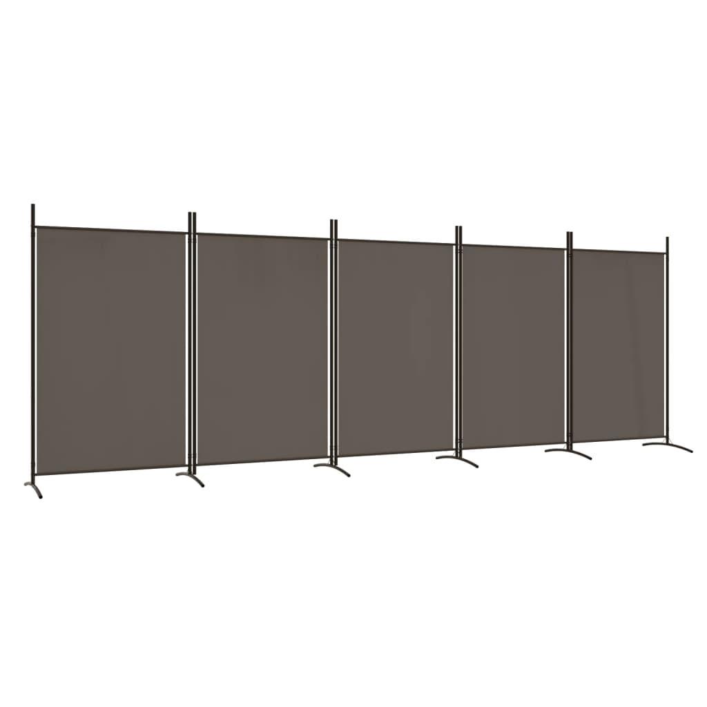 5-Panel Room Divider Anthracite 170.5"x70.9" Fabric at Set Shop and Smile