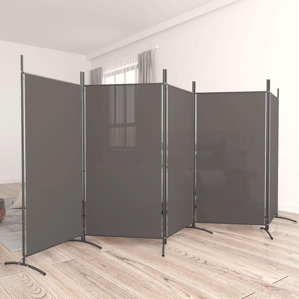 5-Panel Room Divider Anthracite 170.5"x70.9" Fabric at Set Shop and Smile