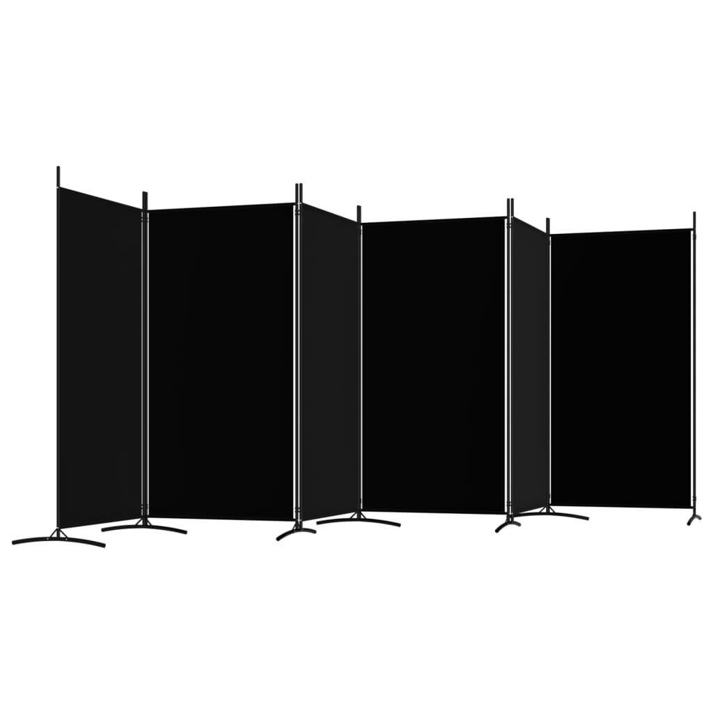 6-Panel Room Divider Black 204.7"x70.9" Fabric at Set Shop and Smile