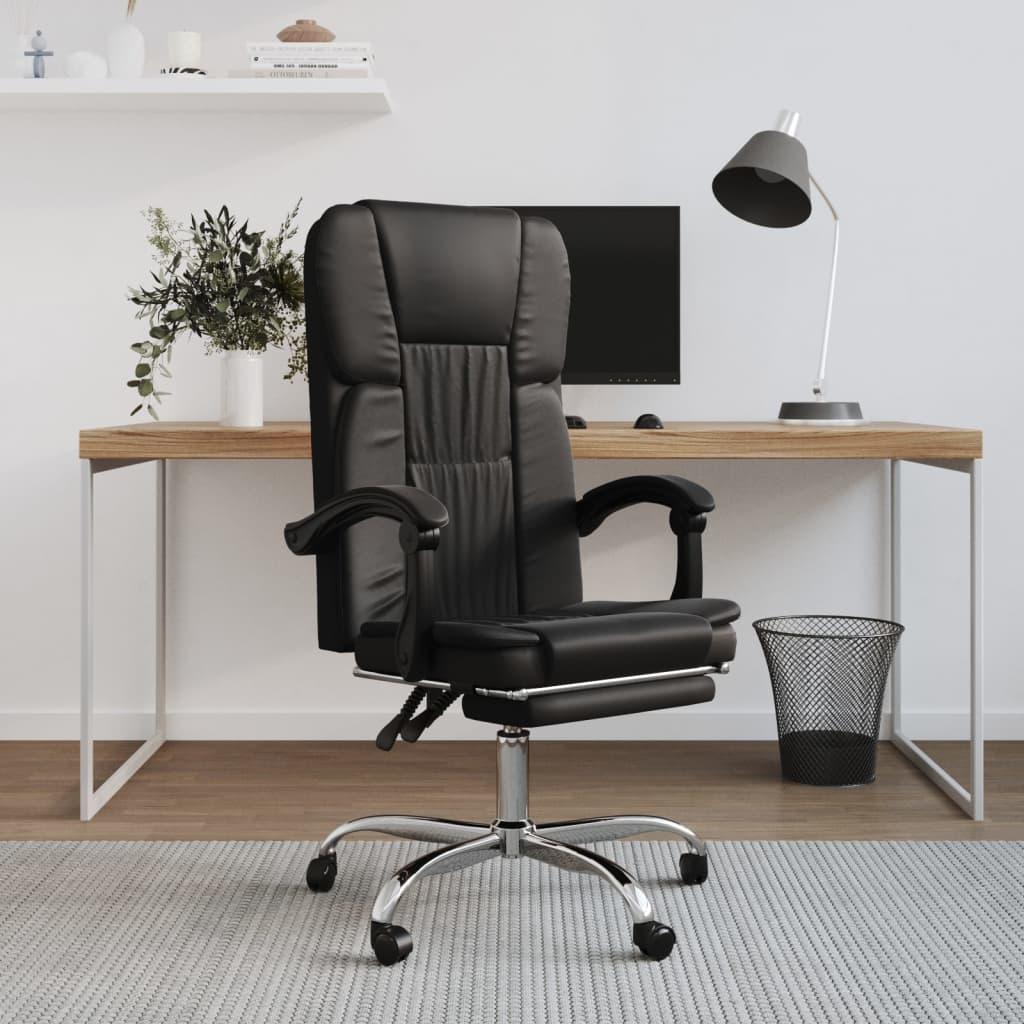Reclining Office Chair Black Faux Leather at Set Shop and Smile