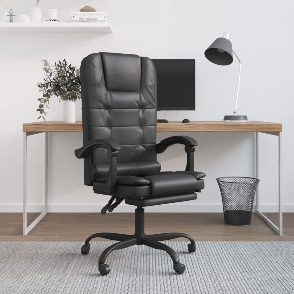 Massage Reclining Office Chair Black Faux Leather at Set Shop and Smile