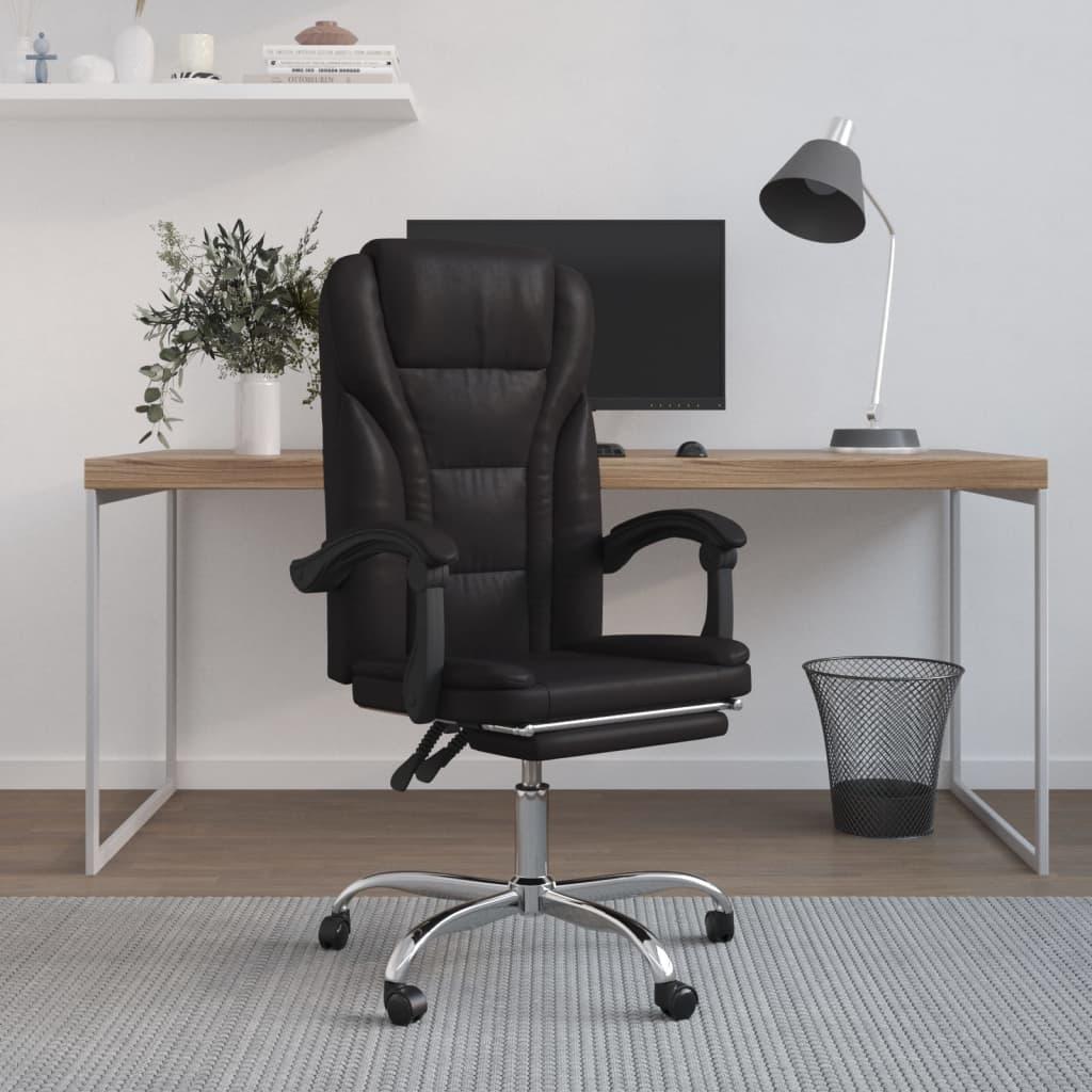 Reclining Office Chair Black Faux Leather at Set Shop and Smile