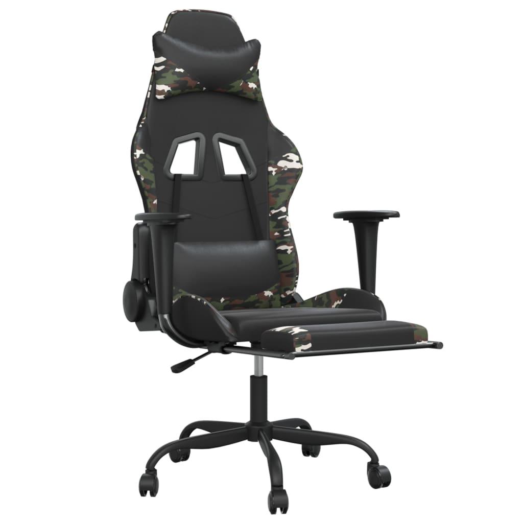 Gaming Chair with Footrest Black and Camouflage Faux Leather at Set Shop and Smile