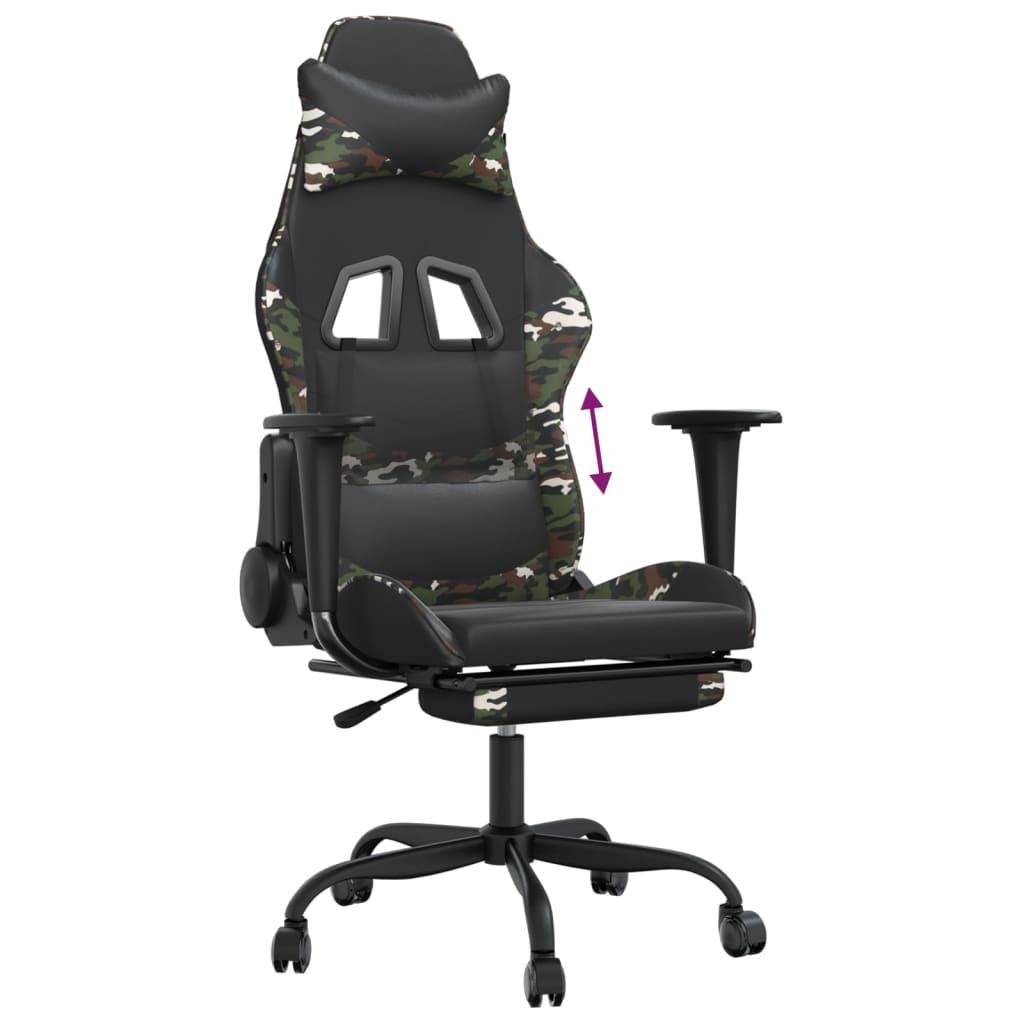 Gaming Chair with Footrest Black and Camouflage Faux Leather at Set Shop and Smile