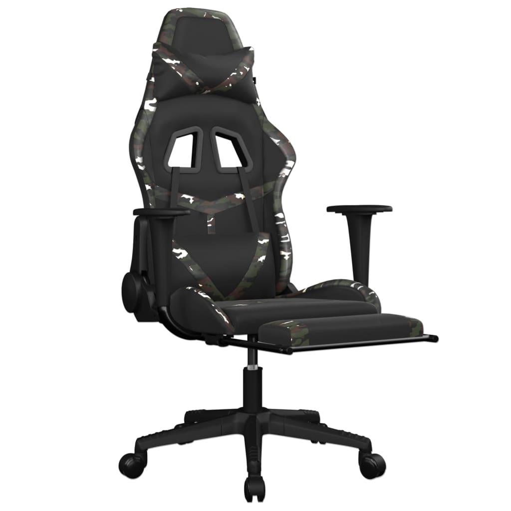 Gaming Chair with Footrest Black and Camouflage Faux Leather at Set Shop and Smile