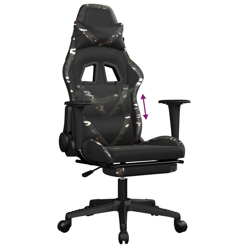 Gaming Chair with Footrest Black and Camouflage Faux Leather at Set Shop and Smile