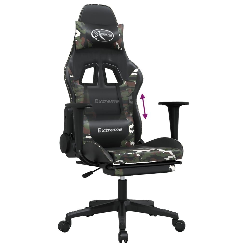 Gaming Chair with Footrest Black and Camouflage Faux Leather at Set Shop and Smile