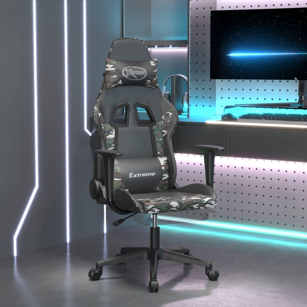 Gaming Chair with Footrest Black and Camouflage Faux Leather at Set Shop and Smile