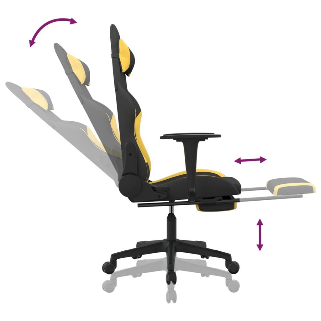 Gaming Chair with Footrest Black and Yellow Fabric at Set Shop and Smile