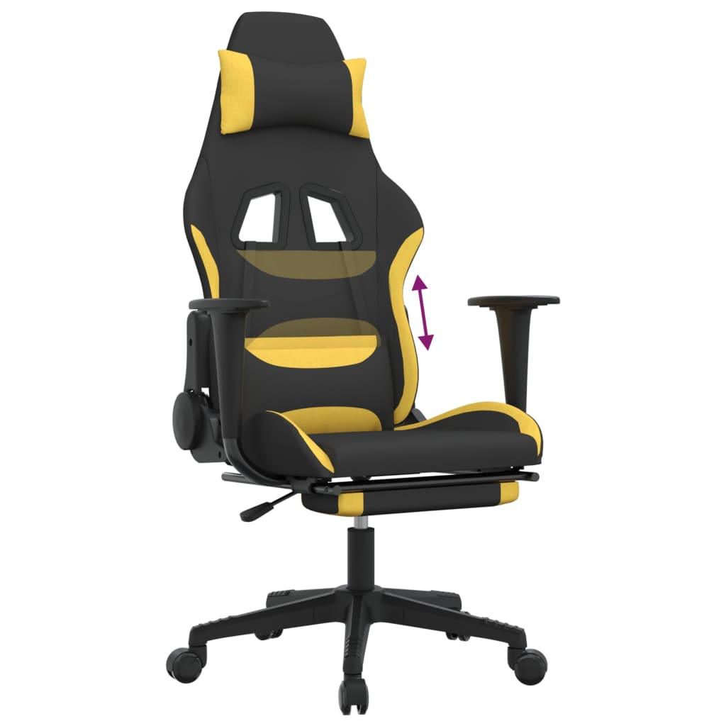 Gaming Chair with Footrest Black and Yellow Fabric at Set Shop and Smile