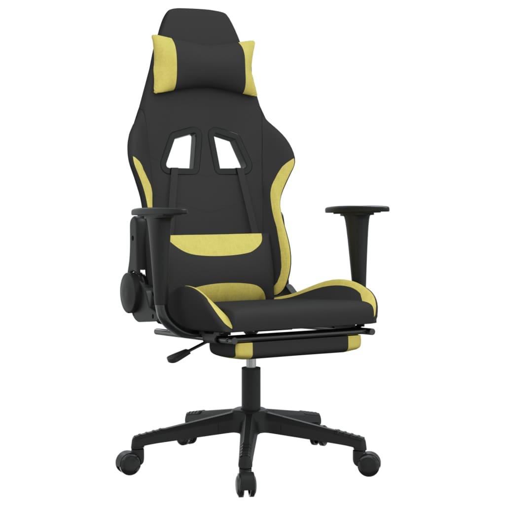 Gaming Chair with Footrest Black and Light Green Fabric at Set Shop and Smile