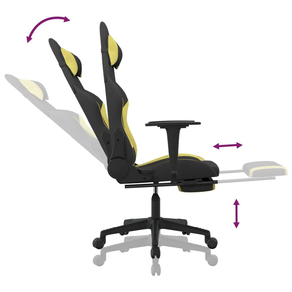 Gaming Chair with Footrest Black and Light Green Fabric at Set Shop and Smile