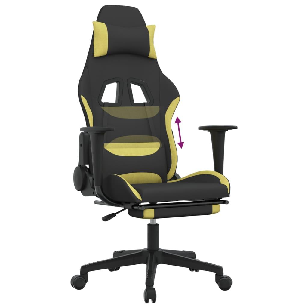 Gaming Chair with Footrest Black and Light Green Fabric at Set Shop and Smile