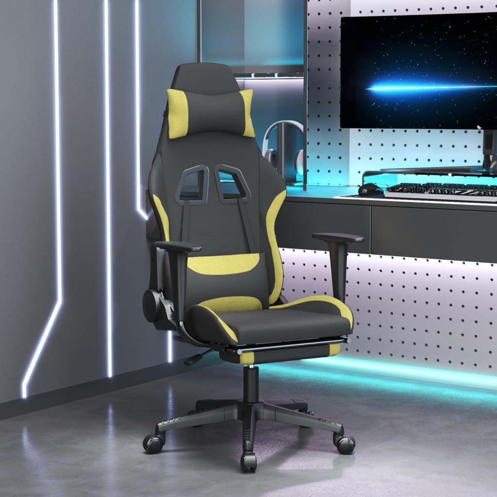 Gaming Chair with Footrest Black and Light Green Fabric at Set Shop and Smile