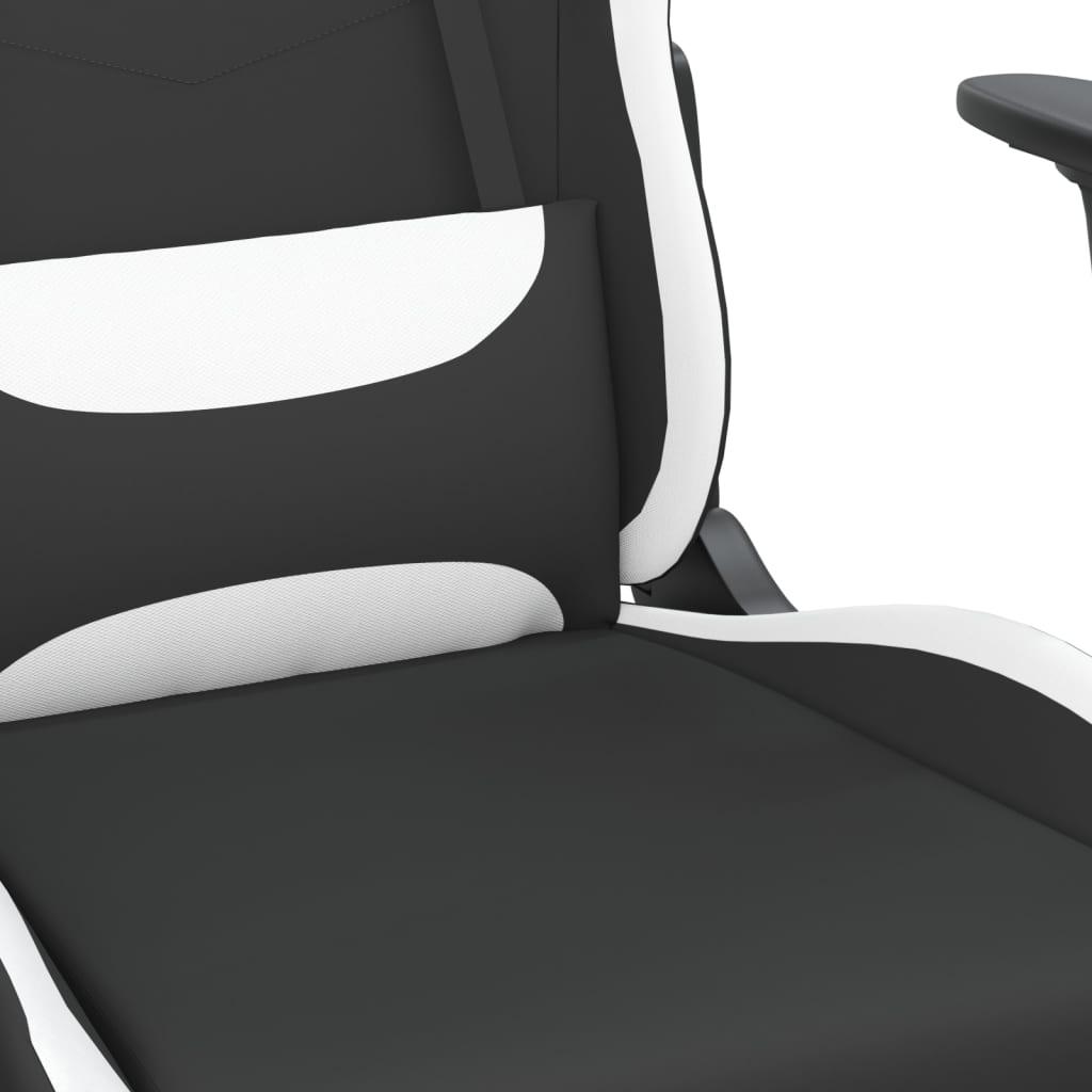 Gaming Chair with Footrest Black and White Fabric at Set Shop and Smile