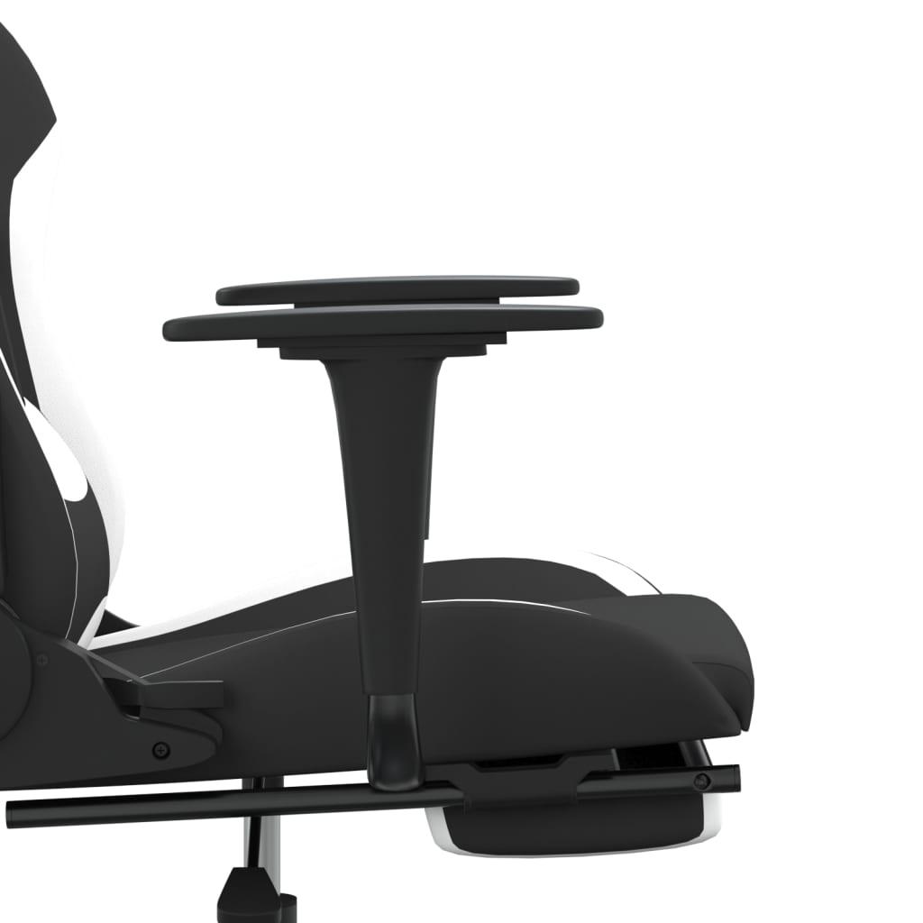 Gaming Chair with Footrest Black and White Fabric at Set Shop and Smile