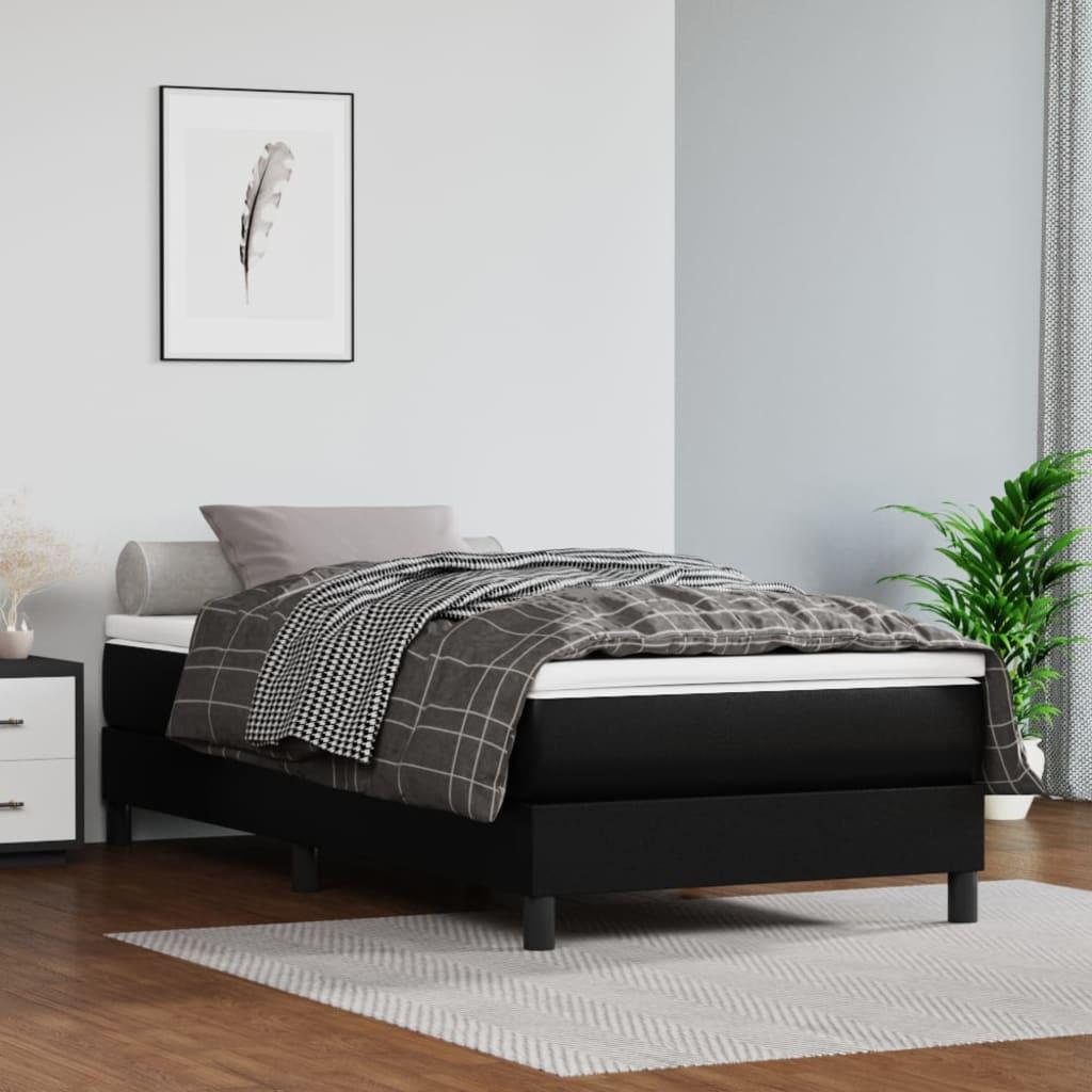 Box Spring Bed Frame Black 39.4"x74.8" Twin Faux Leather at Set Shop and Smile