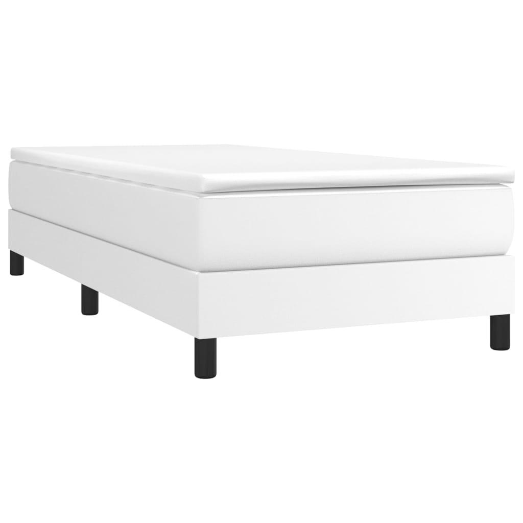 Box Spring Bed Frame White 39.4"x74.8" Twin Faux Leather at Set Shop and Smile