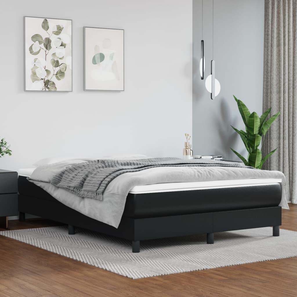 Box Spring Bed Frame Black 53.9"x74.8" Full Faux Leather at Set Shop and Smile