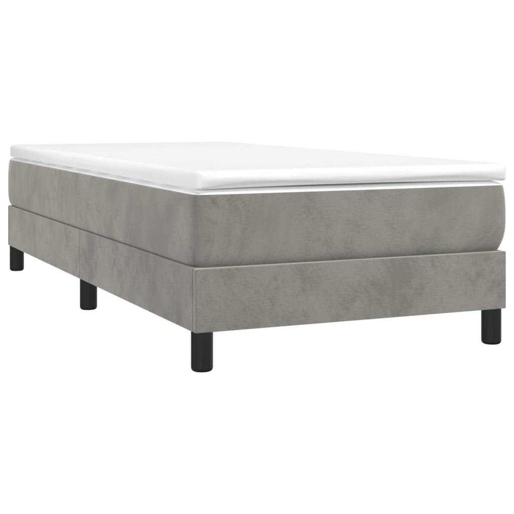 Box Spring Bed Frame Light Gray 39.4"x74.8" Twin Velvet at Set Shop and Smile