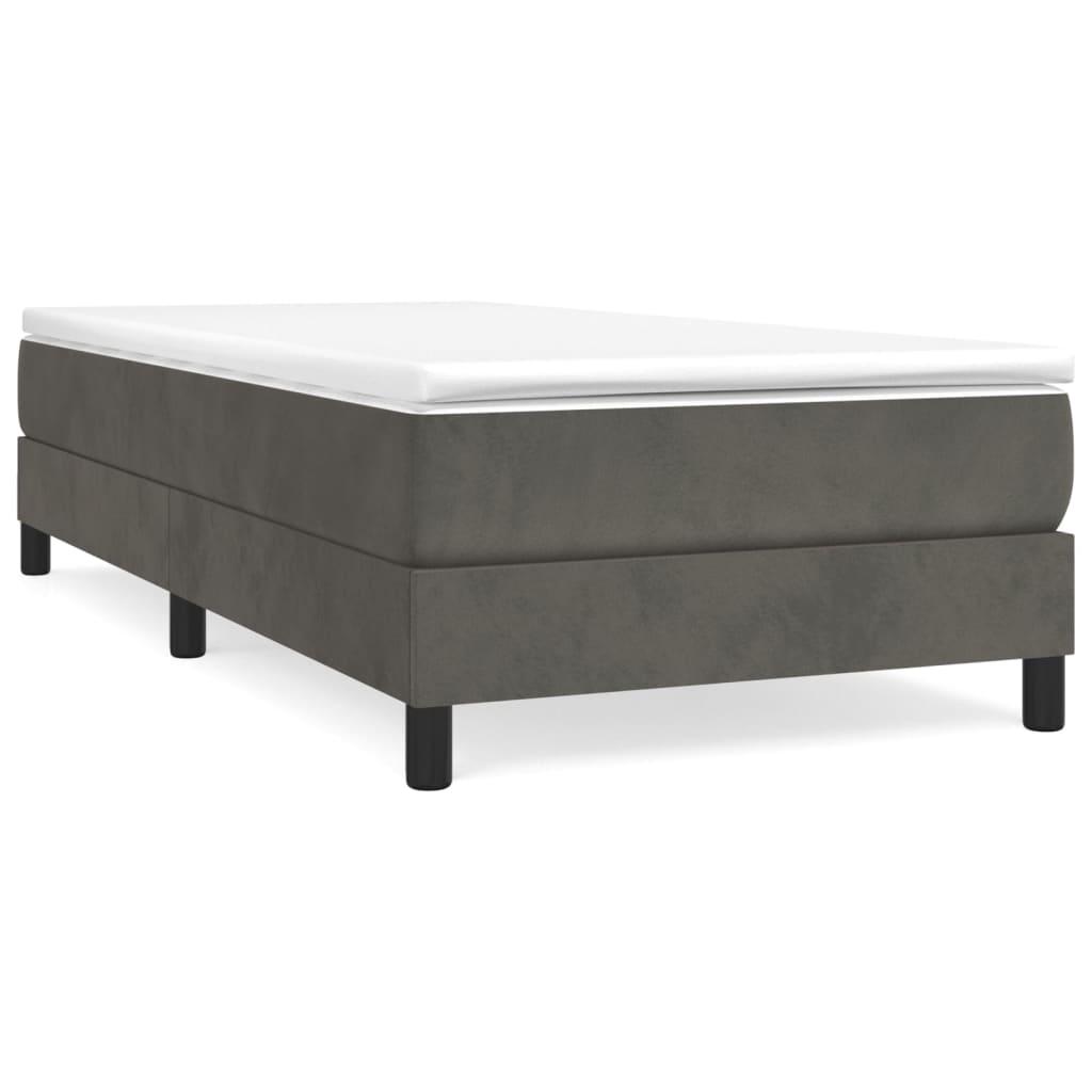 Box Spring Bed Frame Dark Gray 39.4"x74.8" Twin Velvet at Set Shop and Smile