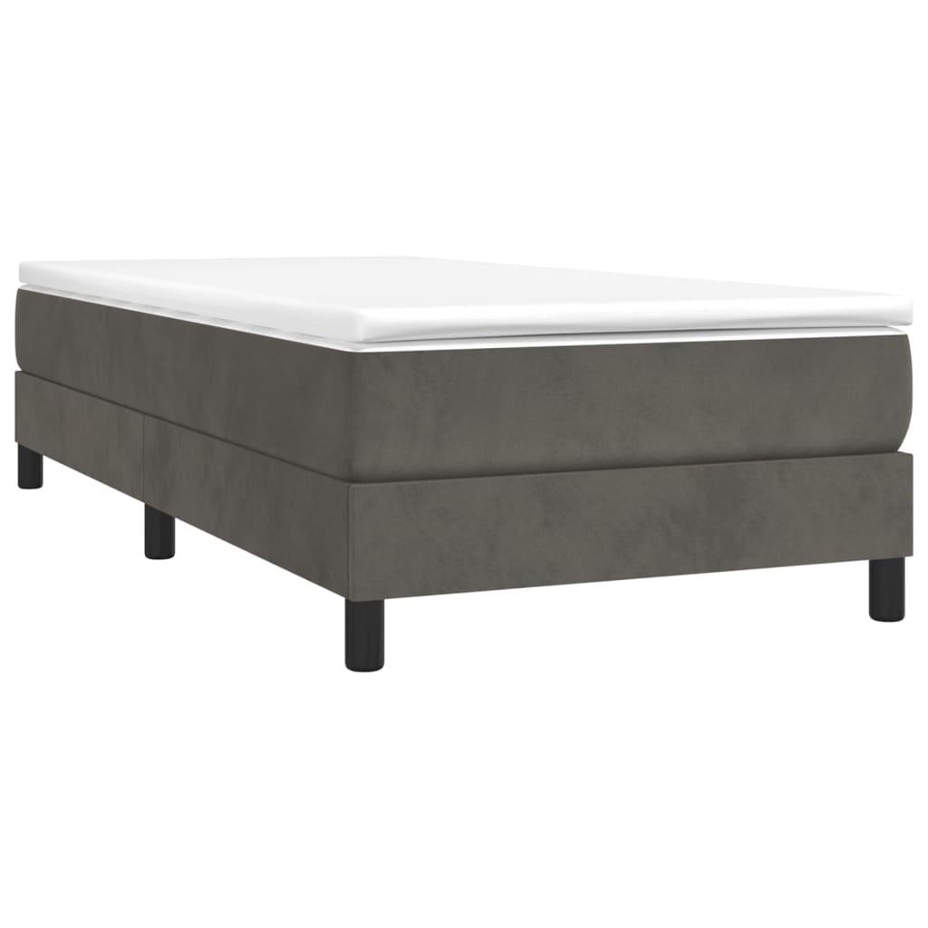 Box Spring Bed Frame Dark Gray 39.4"x74.8" Twin Velvet at Set Shop and Smile