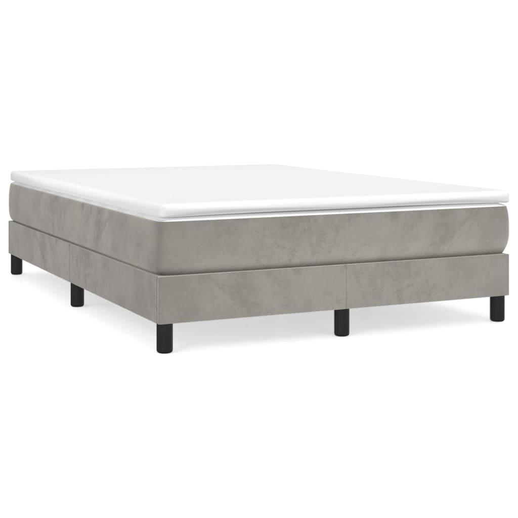 Box Spring Bed Frame Light Gray 59.8"x79.9" Queen Velvet at Set Shop and Smile