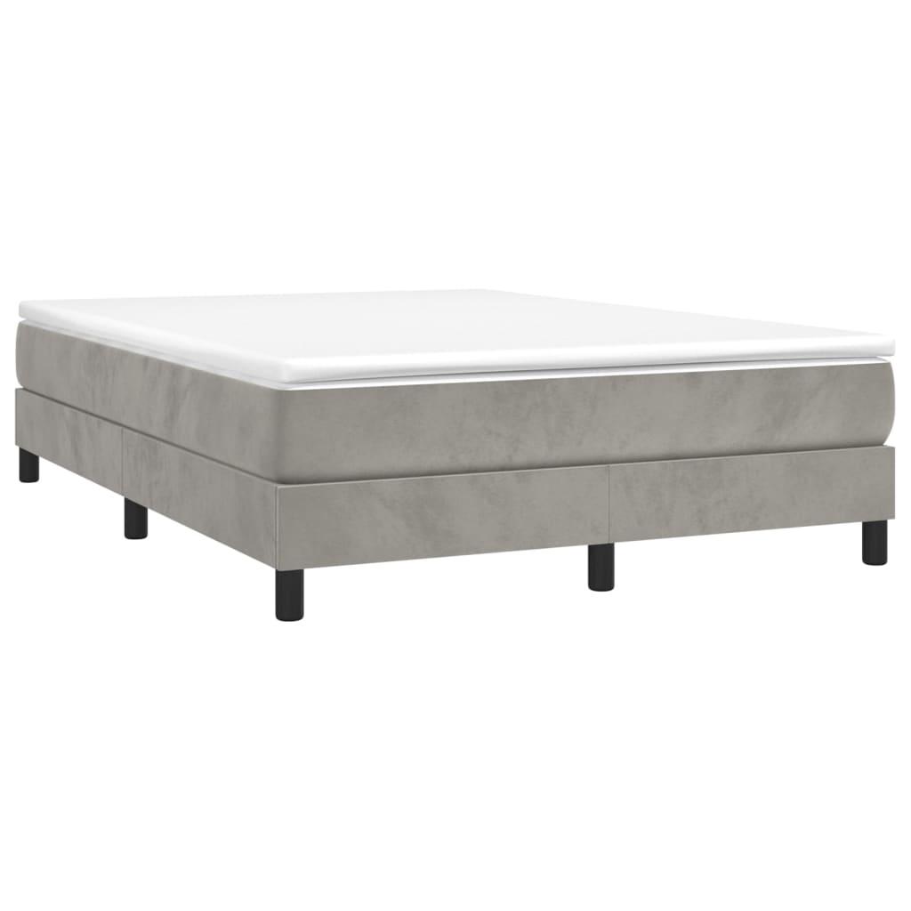Box Spring Bed Frame Light Gray 59.8"x79.9" Queen Velvet at Set Shop and Smile
