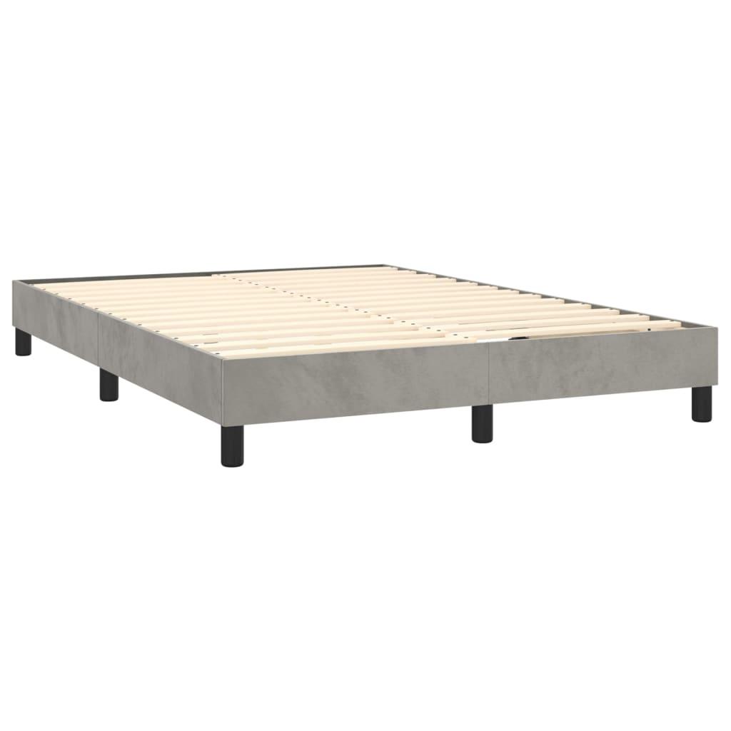 Box Spring Bed Frame Light Gray 59.8"x79.9" Queen Velvet at Set Shop and Smile