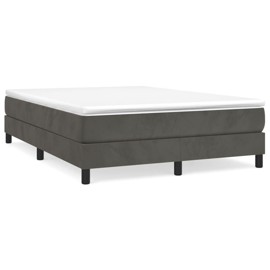 Box Spring Bed Frame Dark Gray 59.8"x79.9" Queen Velvet at Set Shop and Smile