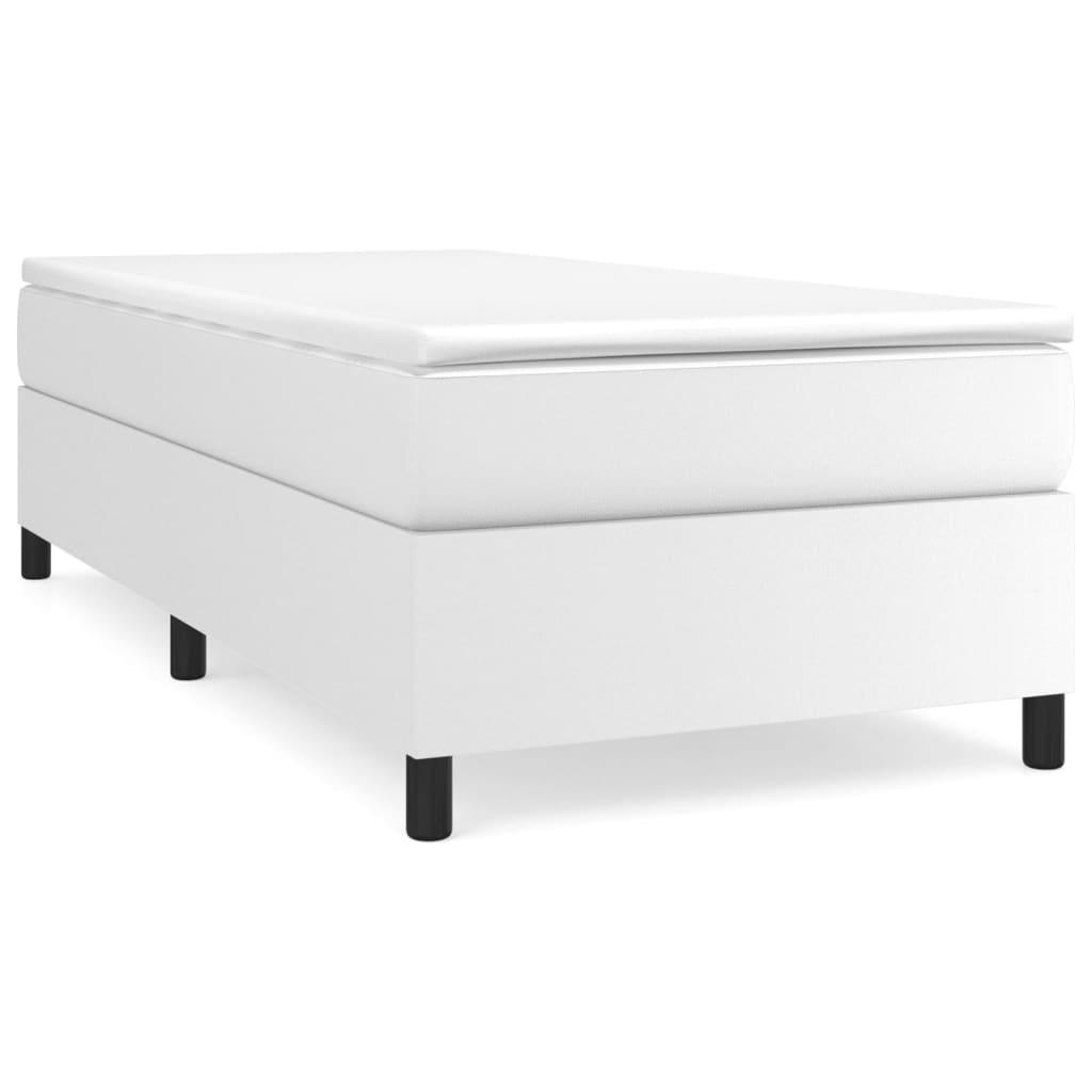 Box Spring Bed Frame White 39.4"x79.9" Twin XL Faux Leather at Set Shop and Smile