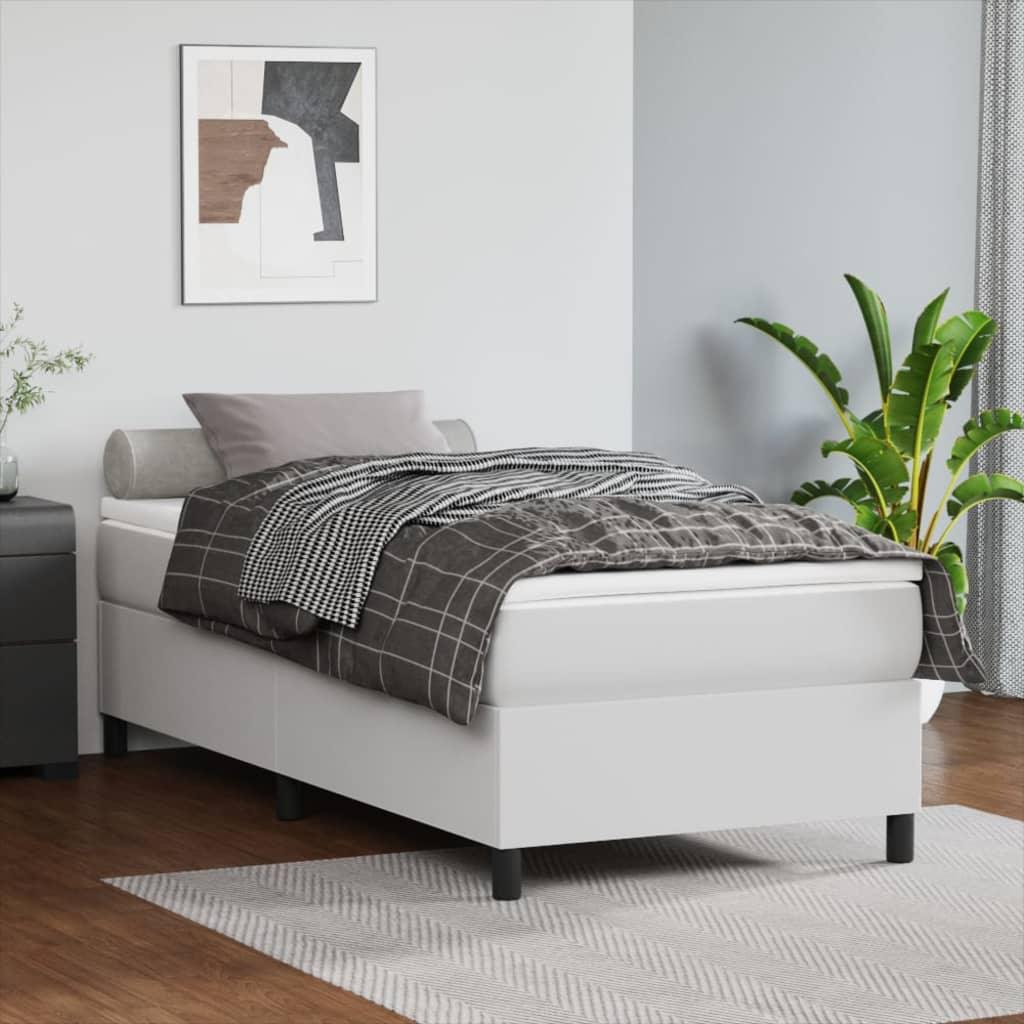 Box Spring Bed Frame White 39.4"x79.9" Twin XL Faux Leather at Set Shop and Smile