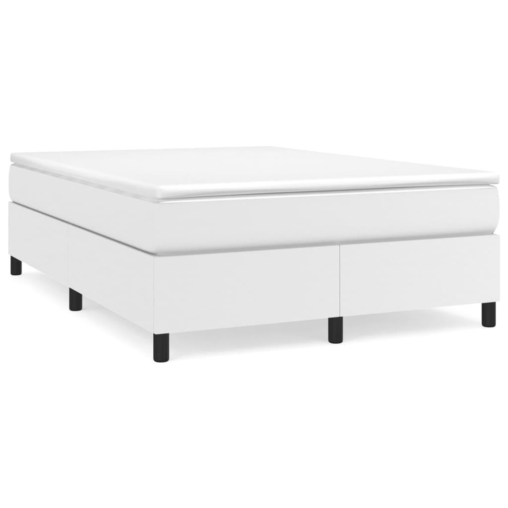 Box Spring Bed Frame White 53.9"x74.8" Full Faux Leather at Set Shop and Smile