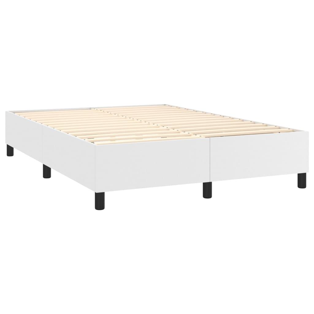 Box Spring Bed Frame White 53.9"x74.8" Full Faux Leather at Set Shop and Smile