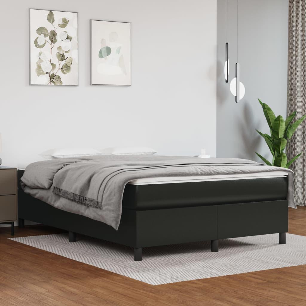 Box Spring Bed Frame Black 59.8"x79.9" Queen Faux Leather at Set Shop and Smile